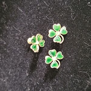 3 vintage four leaf clover pins.